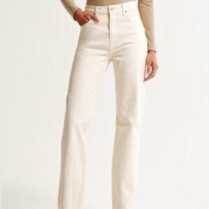 Abercombie & Fitch The 90s Straight Ultra High Rise Jeans Ivory Womens Size 26/2